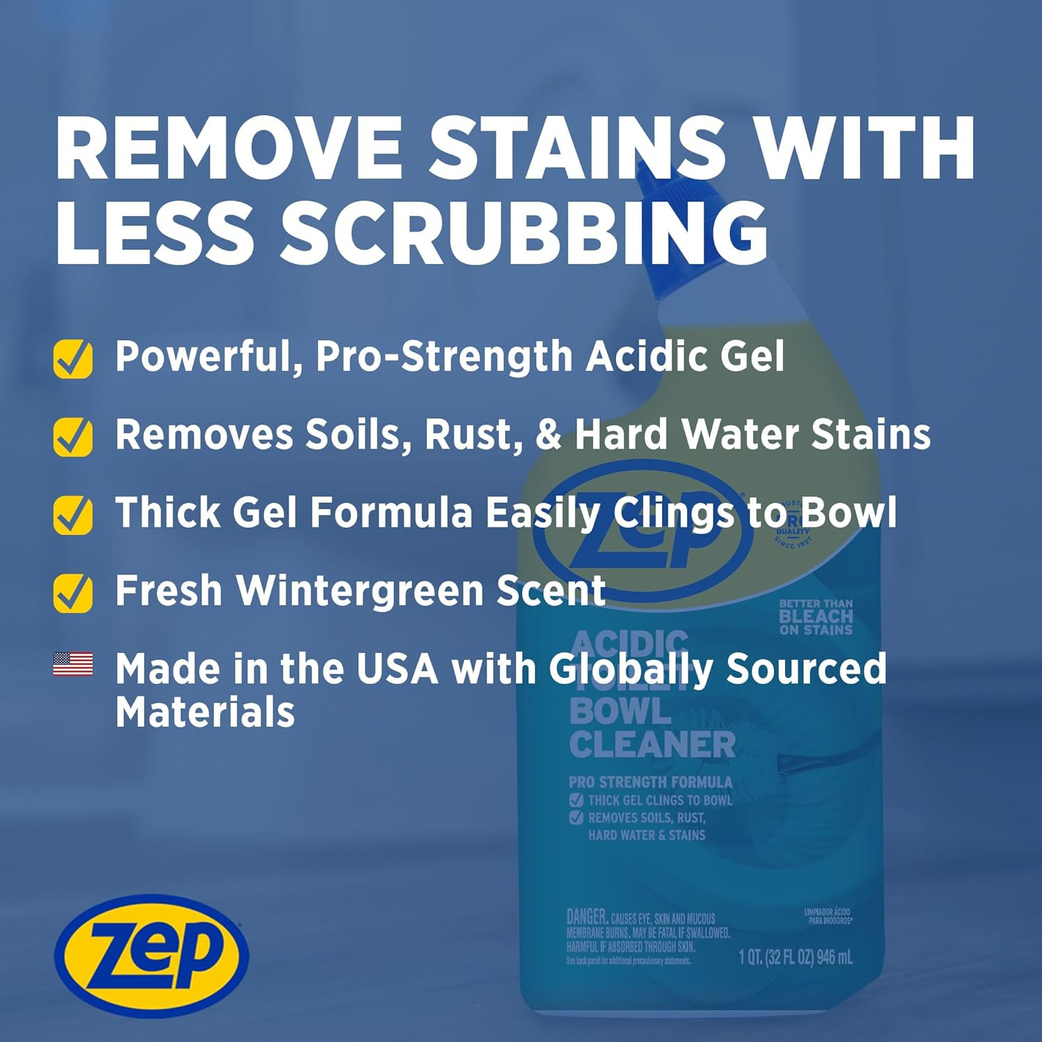 Zep Acidic Toilet Bowl Cleaner – 32 Oz (Case of 4) – ZUATBC324 – Experience the