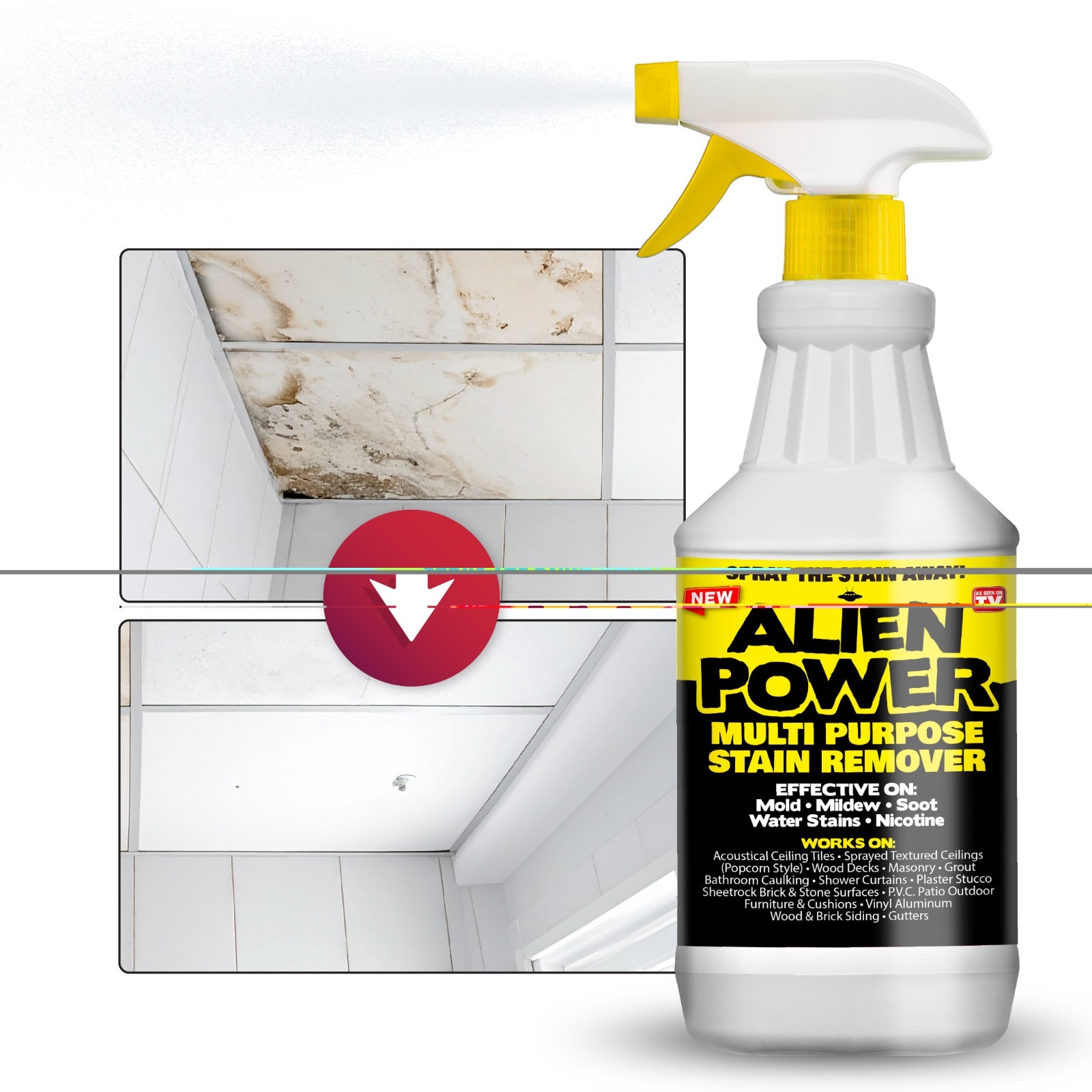 Alien Power Stain Remover Kit – Mold, Mildew & Algae Cleaner with Spray Bottle
