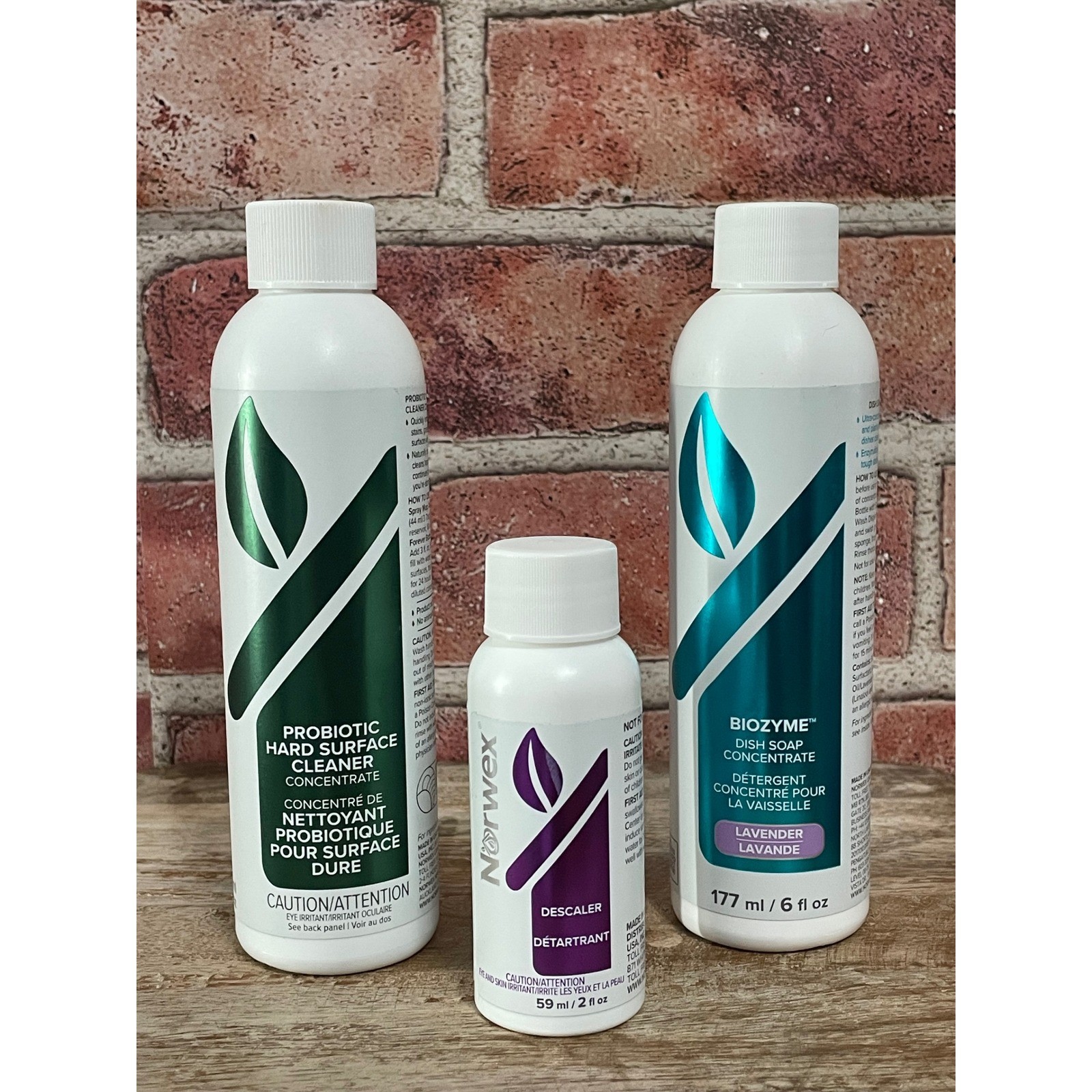 Norwex Cleaning Bundle Probiotic Hard Surface BioZyme Dish Soap Descaler