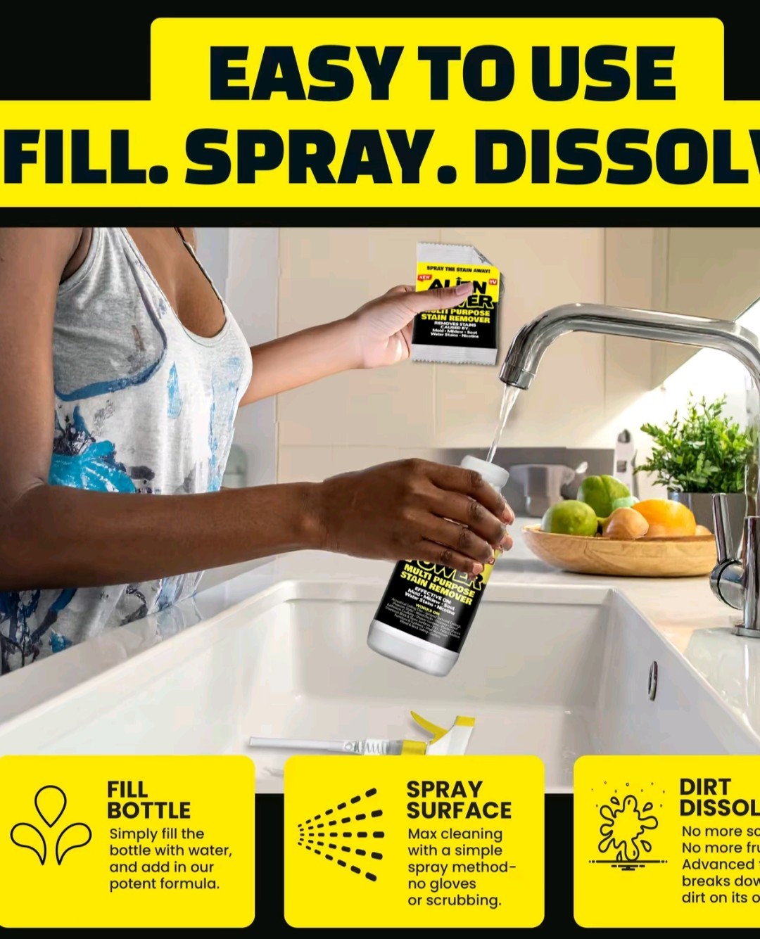 Alien Power Stain Remover Kit – Mold, Mildew & Algae Cleaner with Spray Bottle