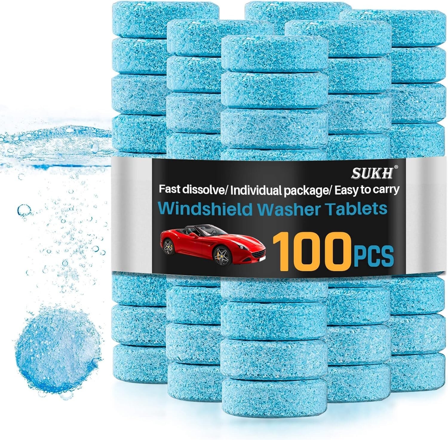 Car Windshield Washer Tablets – 100 PCS Washer Fluid Tablets Glass Cleaner Conce