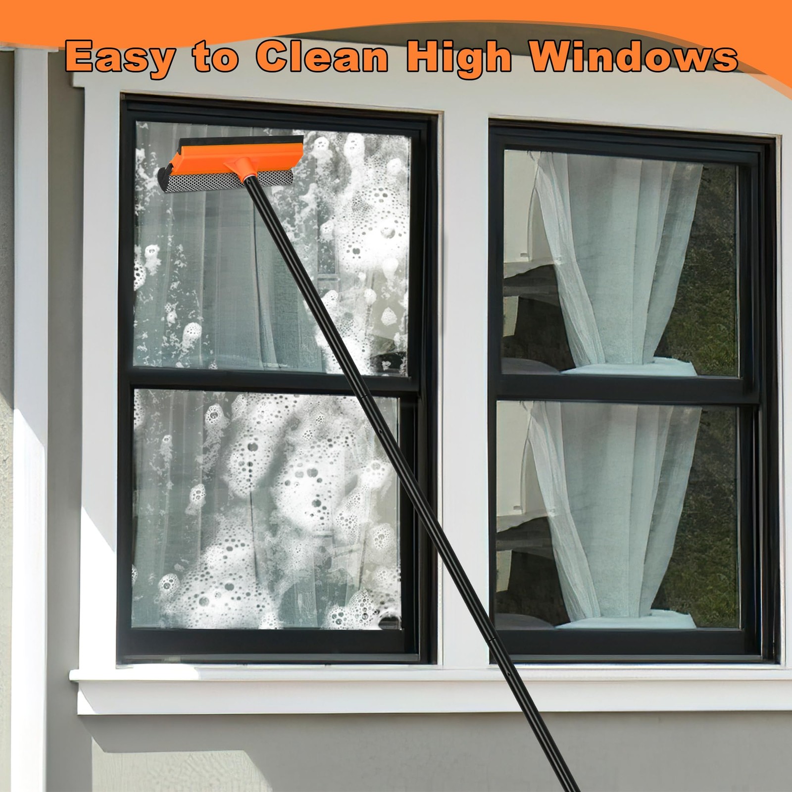 Window Squeegee for Home Cleaning, 2in1 Car Windshield Washer Kit with Extens…