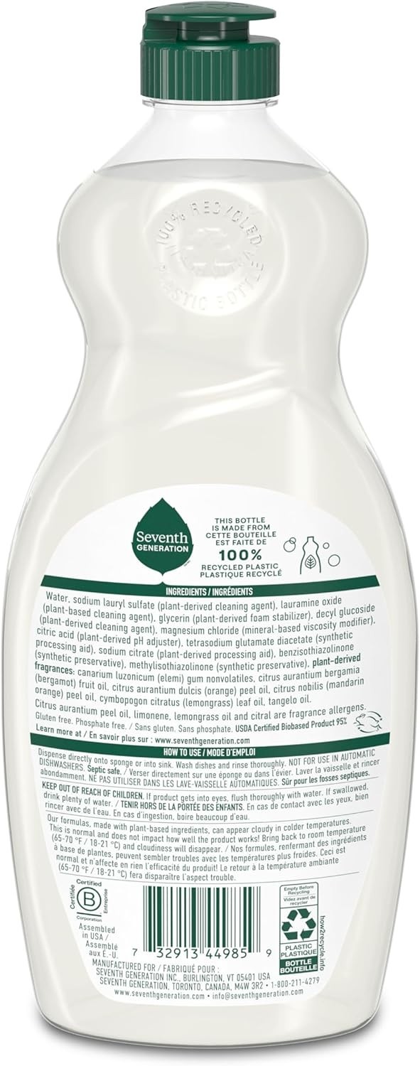 EPA Certified 6-Pack Plant-Based Dish Soap – Clementine Zest & Lemongrass Aroma