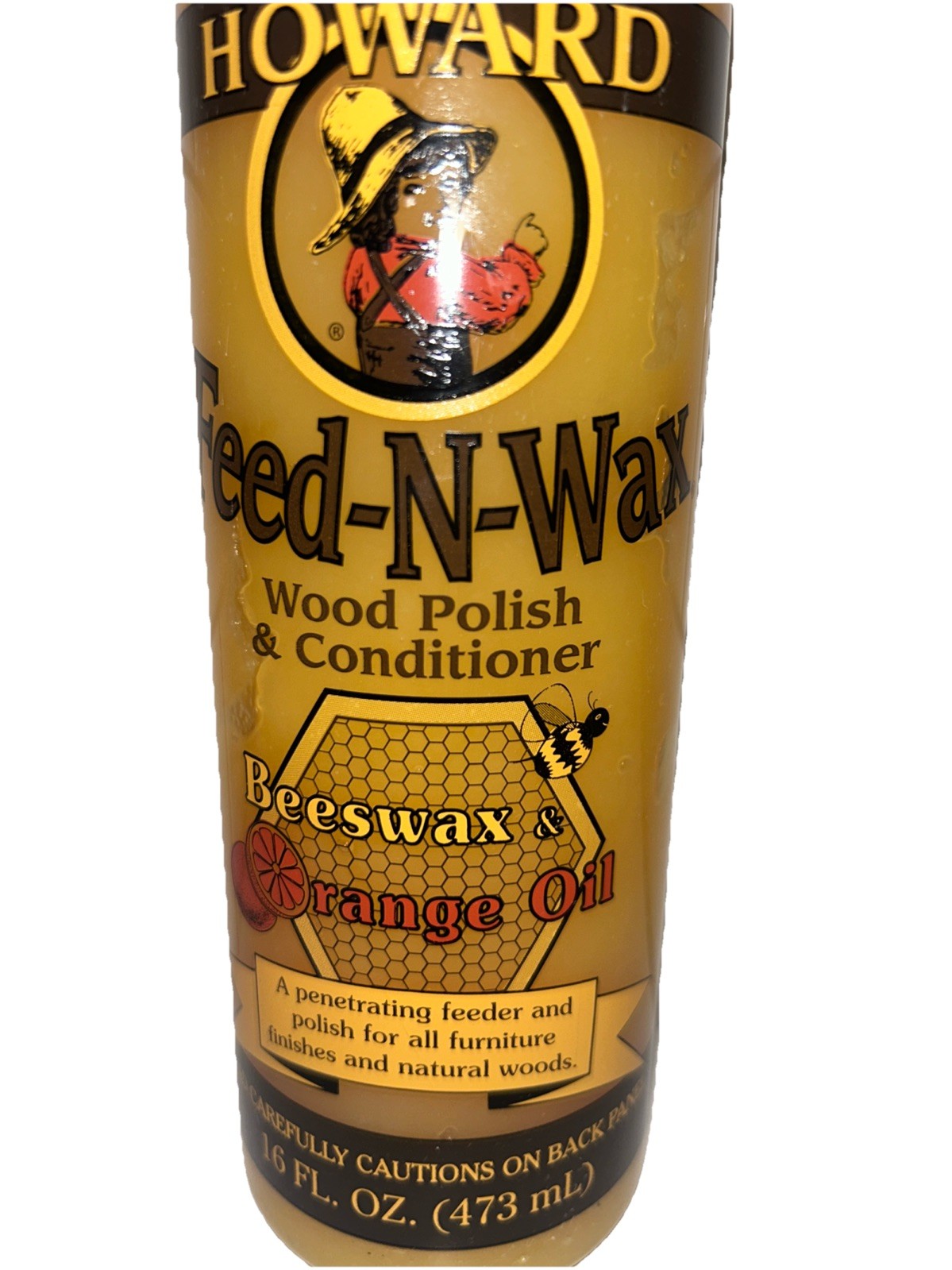 Howard Feed N Wax Wood Polish Conditioner 16oz Clear Beeswax Orange Oil Sealed