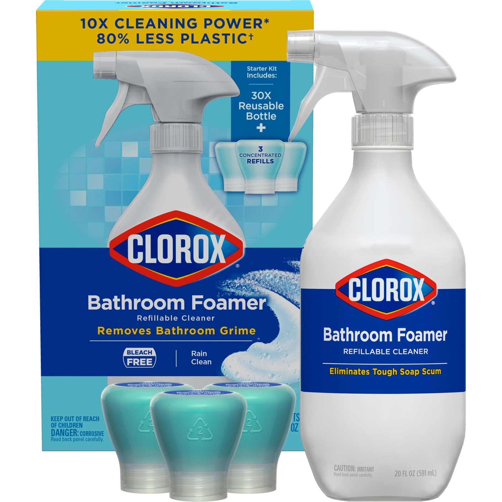 Clorox Bathroom Foamer Starter Kit Concentrated Cleaner Refillable Spray Bottle