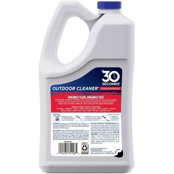 2 Pack 30 Seconds 1Gal Outdoor Cleaner Concentrate All-Surface for Mildew & Mold