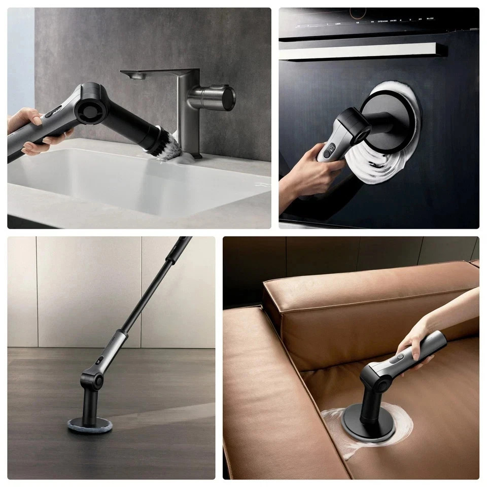 HOTO Flexi Cordless Spin Scrubber with Telescoping Handle & Multi-Surface Brush