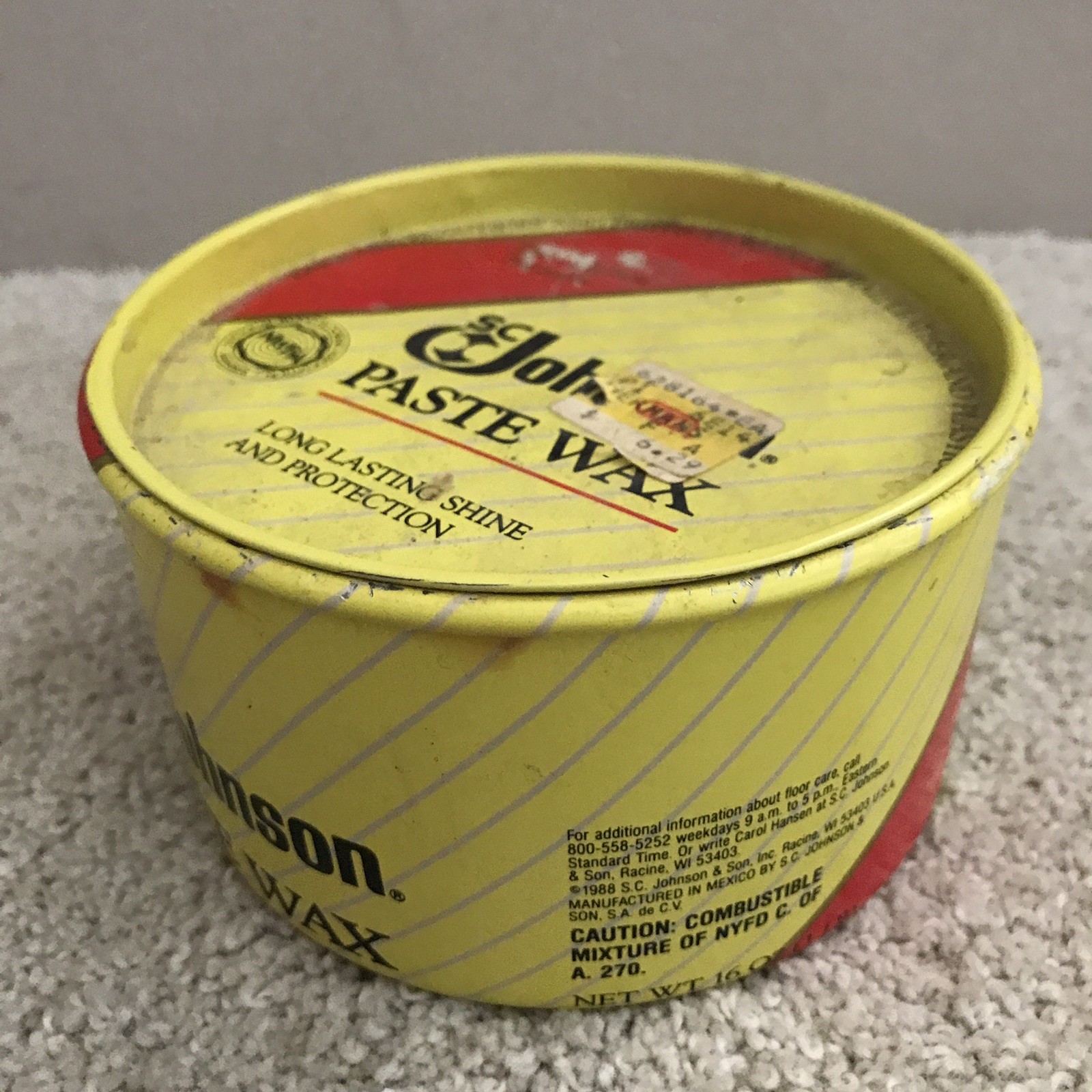 SC Johnson Paste Wax The Original Formula 16oz ~75% Full Discontinued