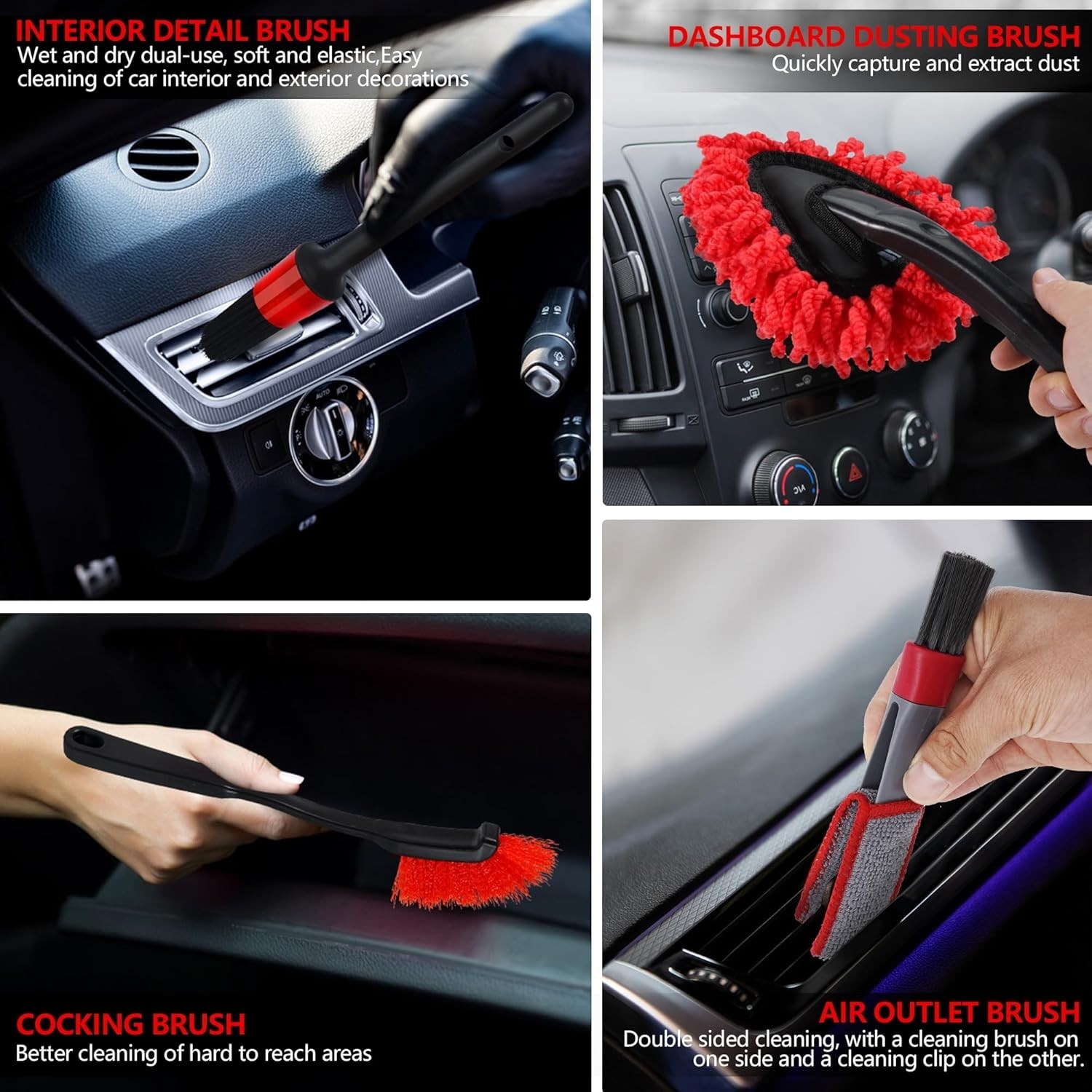 Car Detailing Brush Set 32 Pieces Auto Interior Exterior Wheel Cleaning Kit