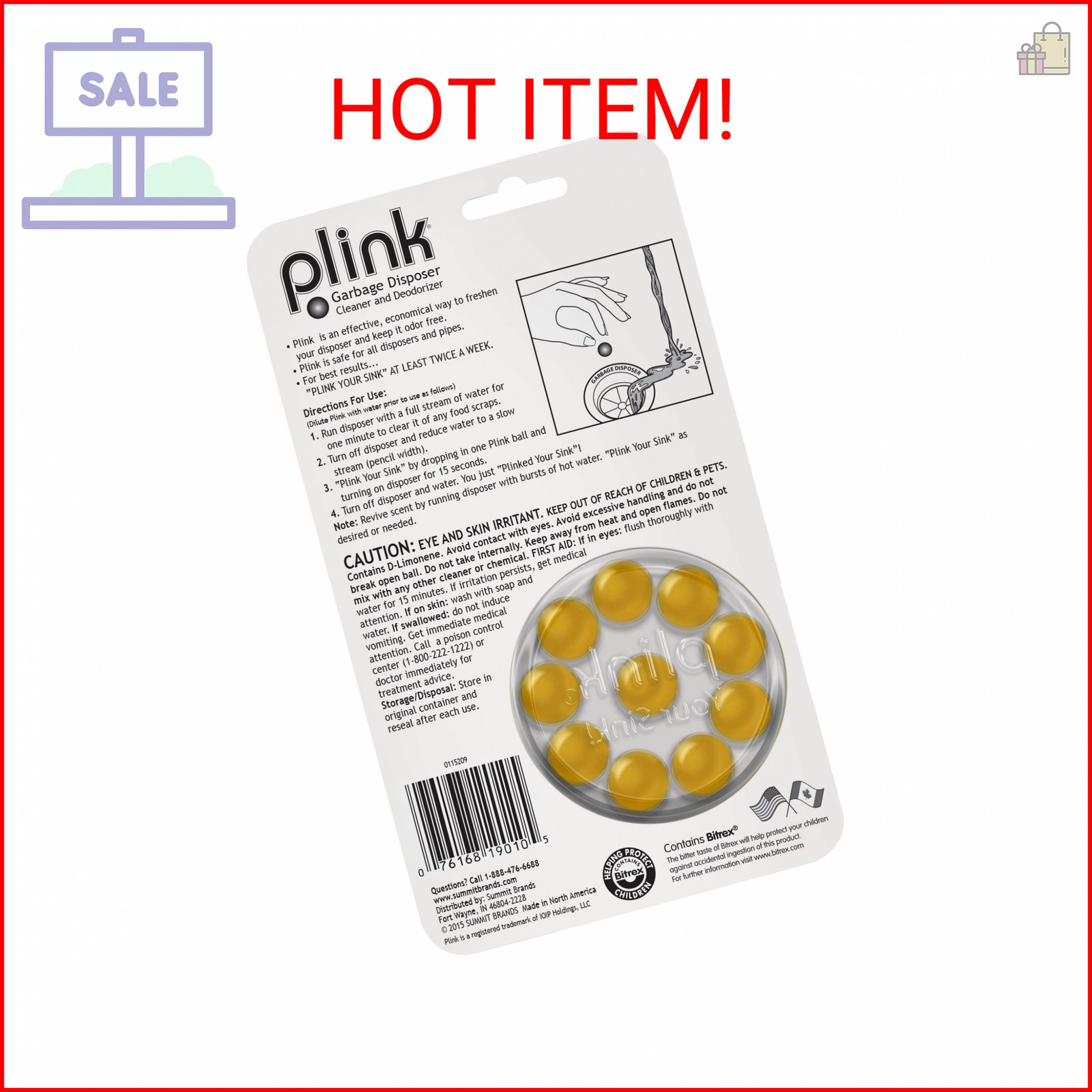 Plink 90 Garbage Disposer Cleaner and Deodorizer, Lemon, 10 Count