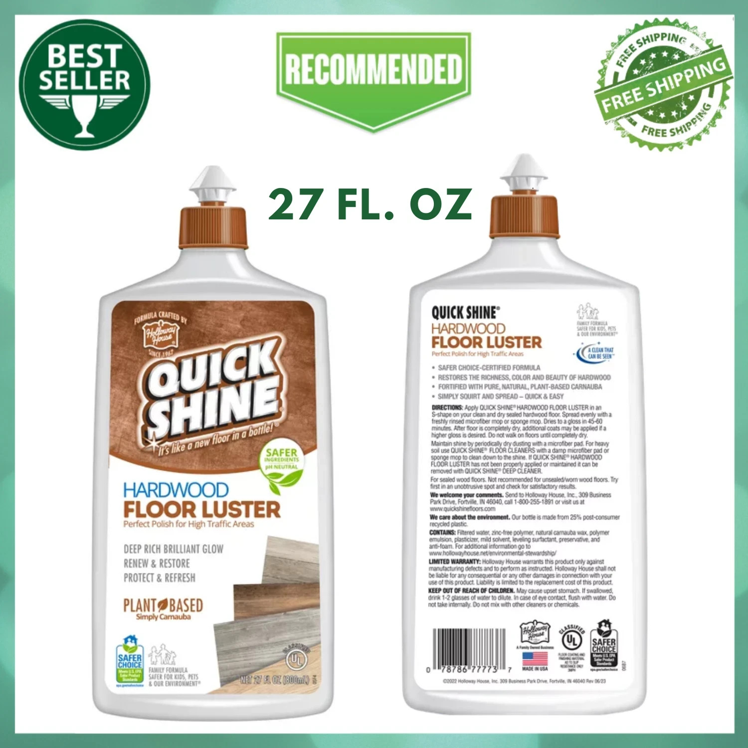 27 fl oz. High Traffic Hardwood Floor Luster Cleaner & Polish, Ammonia Free