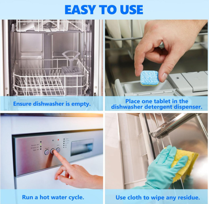 Dishwasher Cleaner tablets Deodorizer 24 Pack 1 Year Supply Deep Cleaning Septic