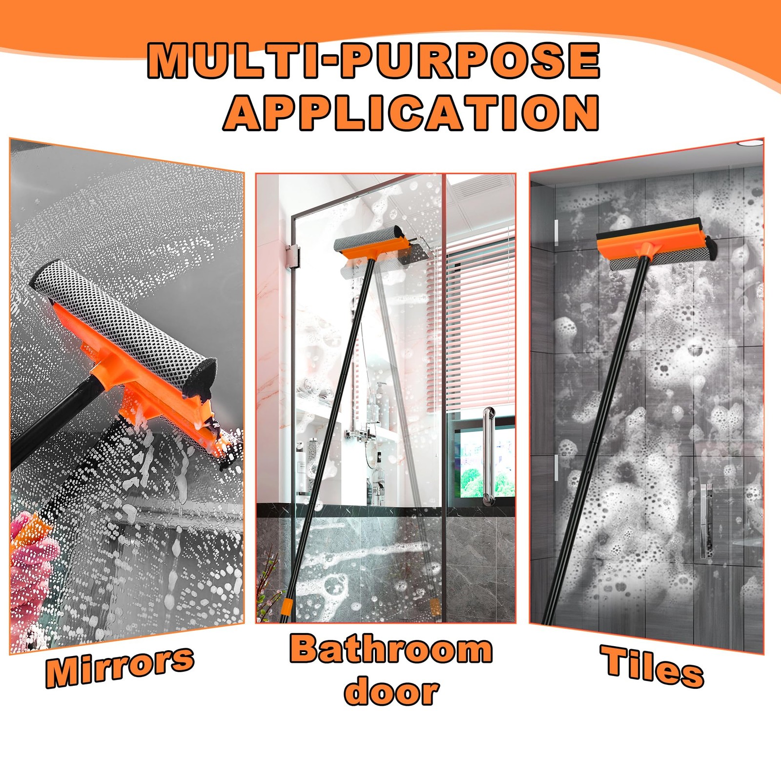 Window Squeegee for Home Cleaning, 2in1 Car Windshield Washer Kit with Extens…