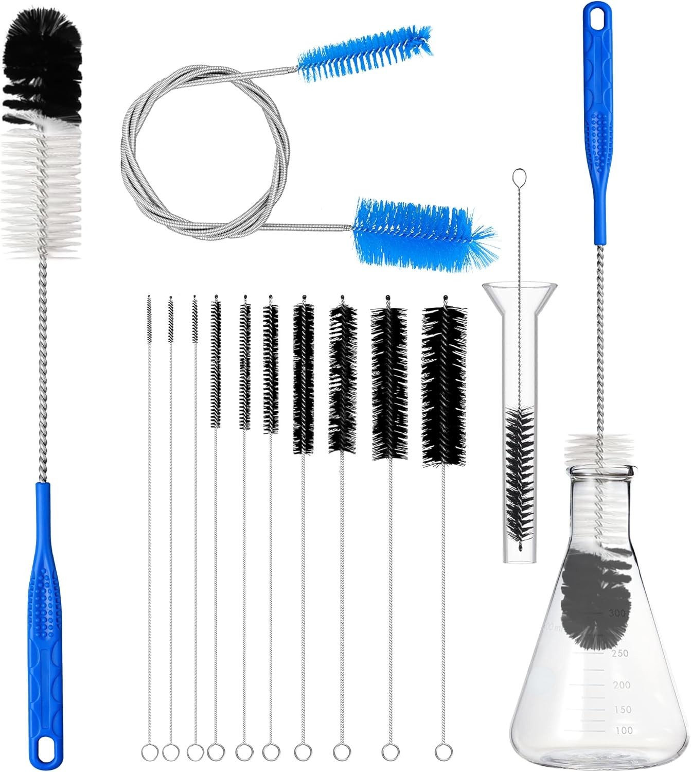 12Pcs Glass Tube Pipe Cleaners Brush Kit,Long Nylon Straw Brush for Glass Fun…
