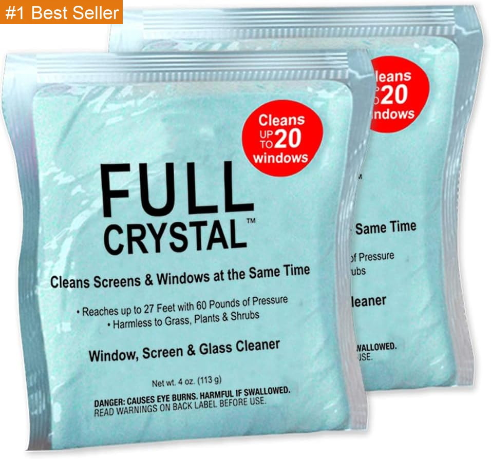 Full Crystal Refill Kit – Two 4 Oz Crystal Powder Exterior Window Cleaner Packet