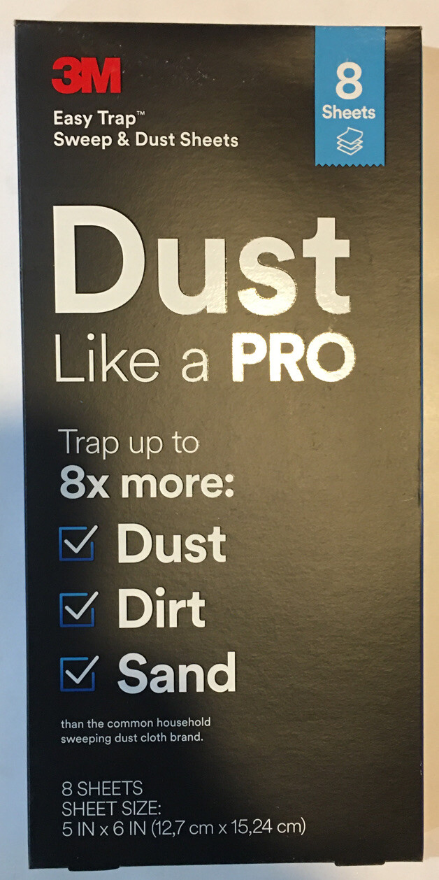 NEW 8 Sheet Pkg – 3M Dry Sweep & Dust Sheets Trap Dust, Dirt & Sand 5 In x 6 In
