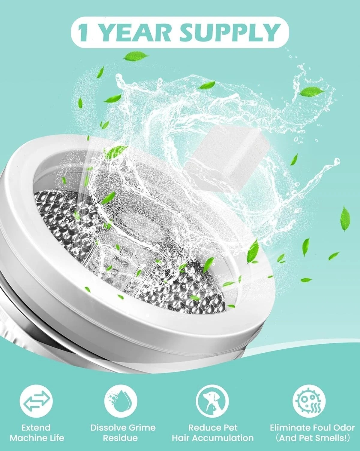 Uproot Clean Washing Machine Cleaner Tablets – 24 Pack for a 12 Month Supply. Fo