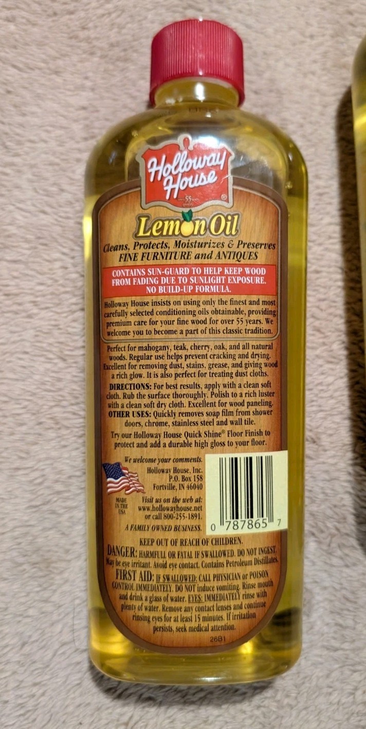Lot Of 2 Holloway House Lemon Wood Oil 16 Oz Conditioner For Fine Wood Furniture