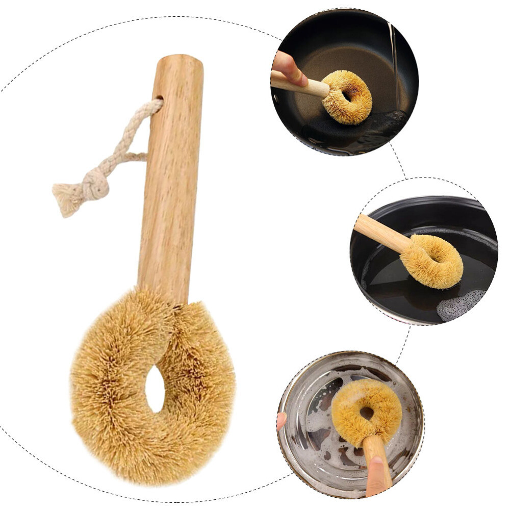 1PC Pan Brushes with Wood Handle Natural Pot Brushes Practical Wooden Dish Brush