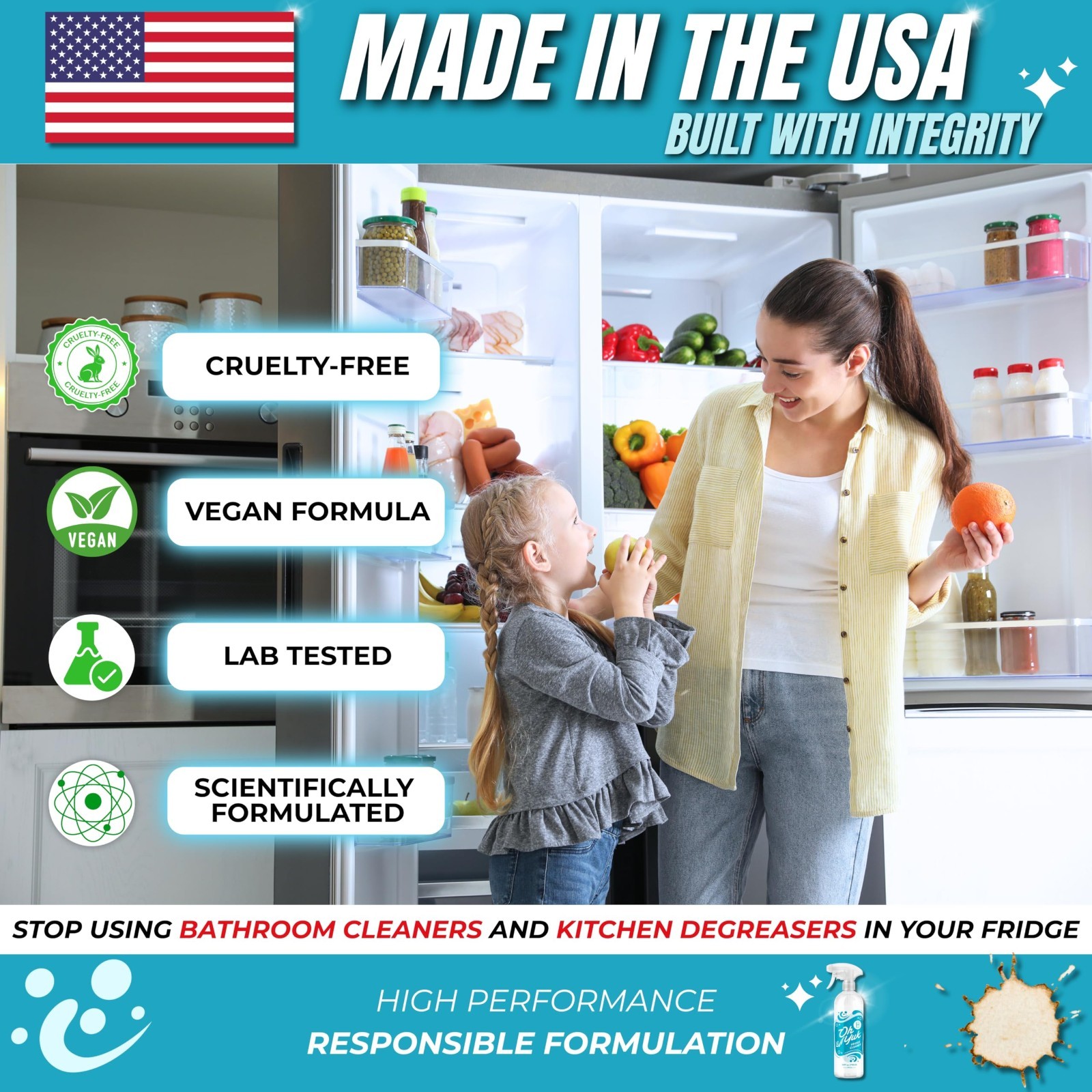 Fridge Cleaner Spray – Biodegradable, Vegan & Cruelty-Free | Spotless Food-Safe