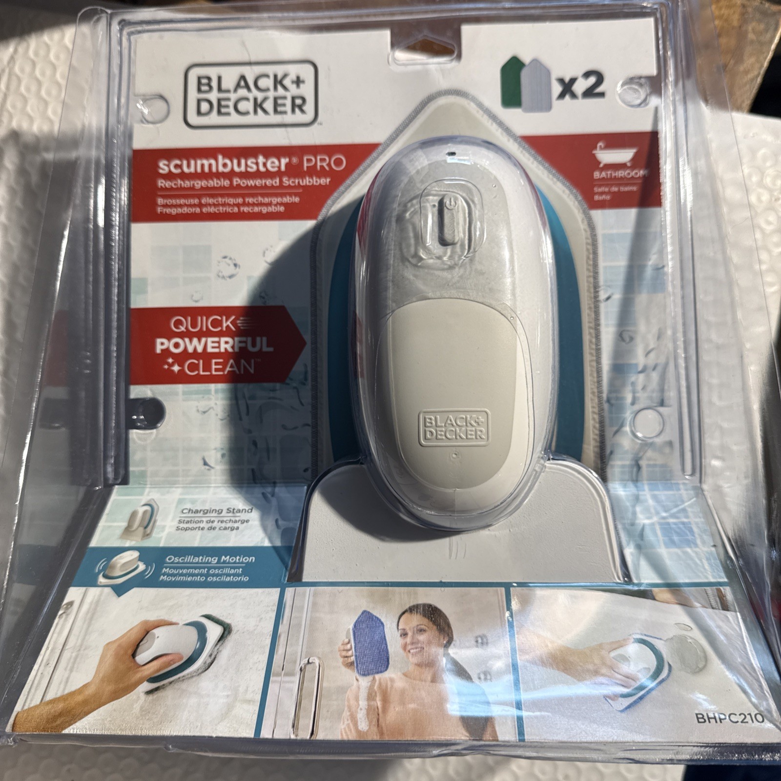 Black + Decker Scumbuster Pro Rechargeable Powered Scrubber BHPC210 New