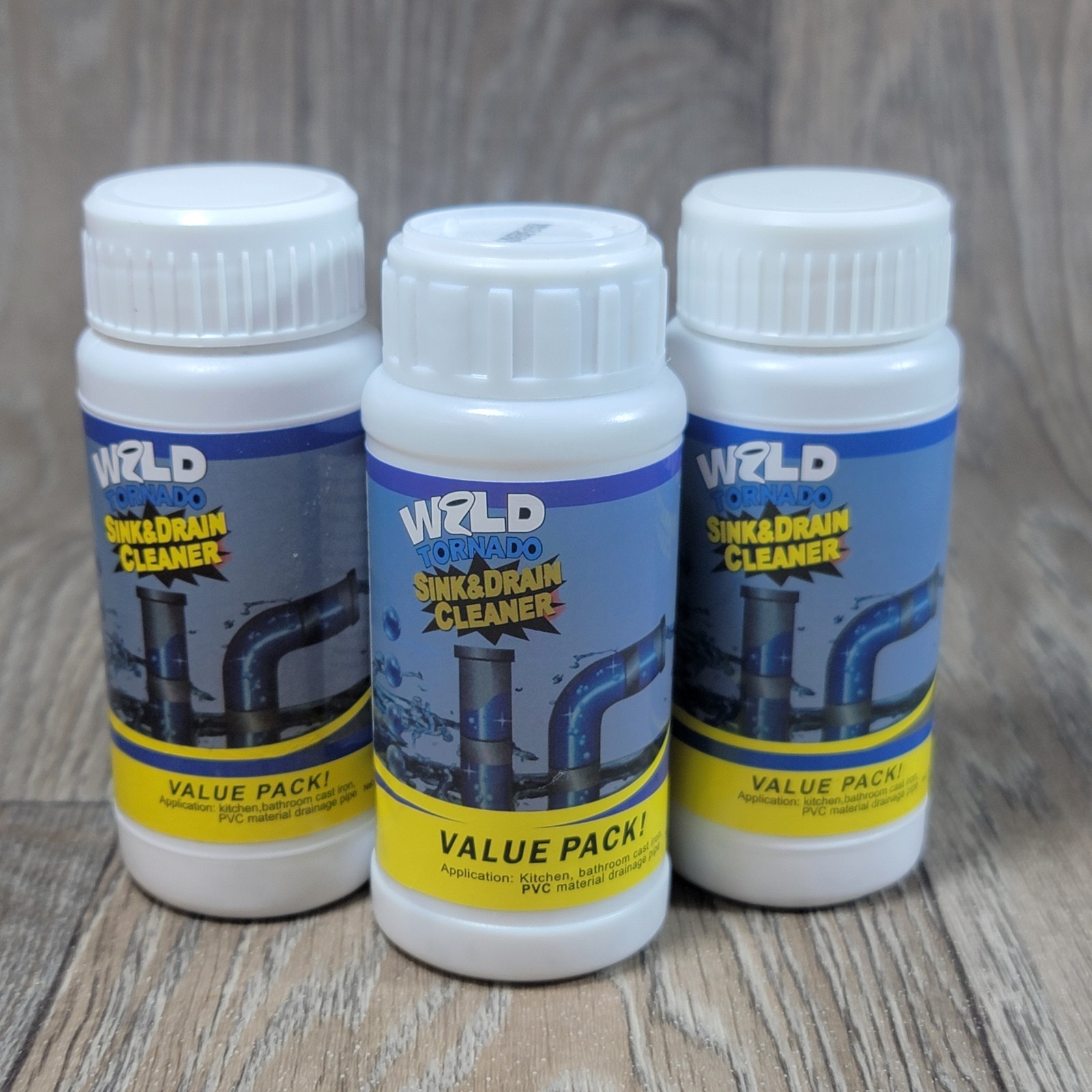 Wild Tornado Powerful Sink Drain Cleaner High Efficiency Clogging Cleaner 3 Pack