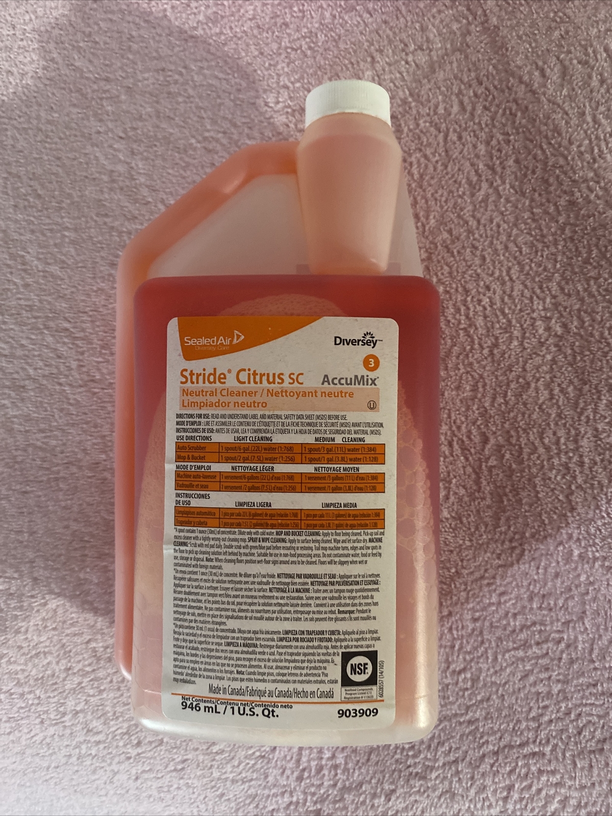 Diversey 903909 Neutral Floor Cleaner,32 Oz.,Citrus stride sealed air