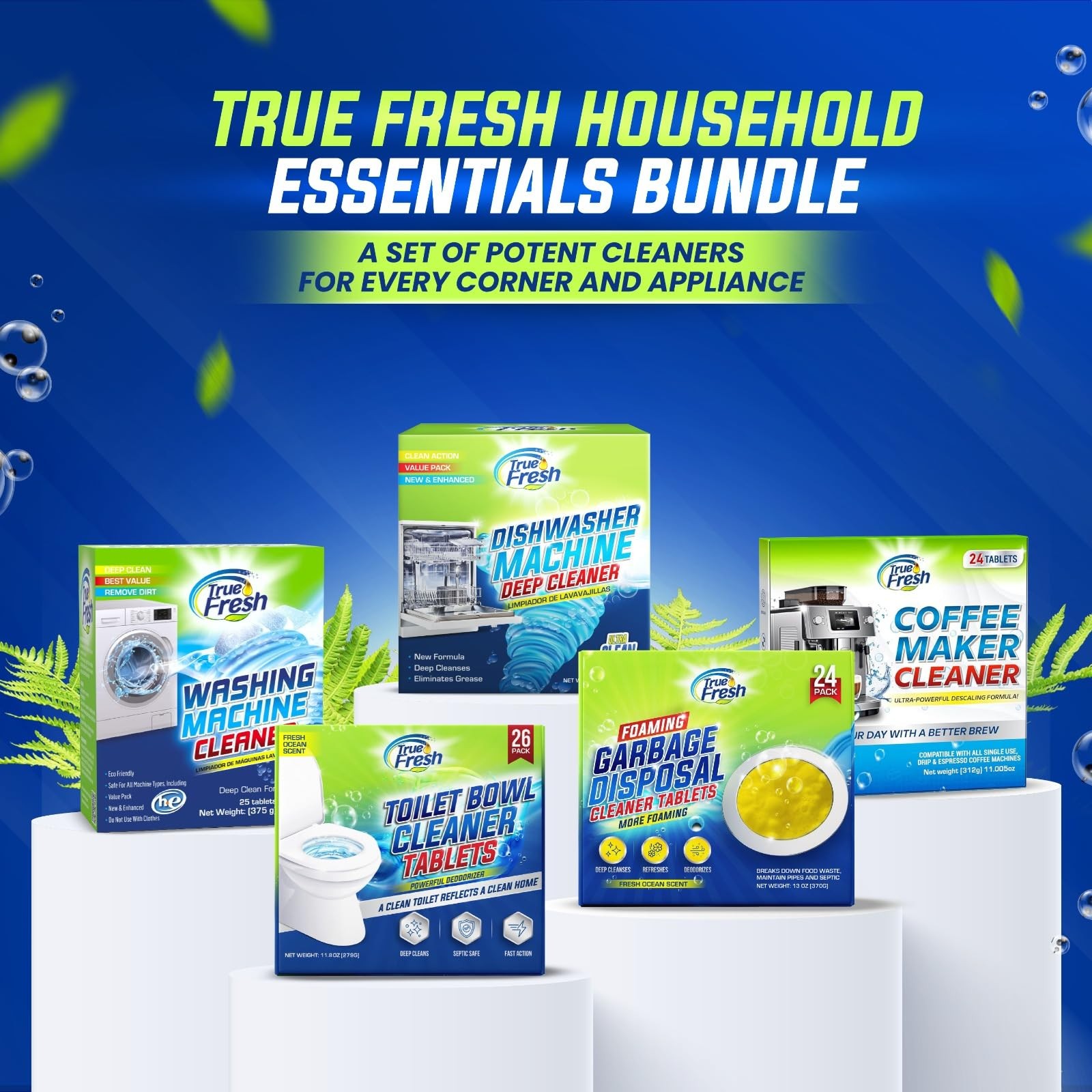 Washing Machine Cleaner Tablets – 25-Pack Deep Cleaning for Front Loader, Top…