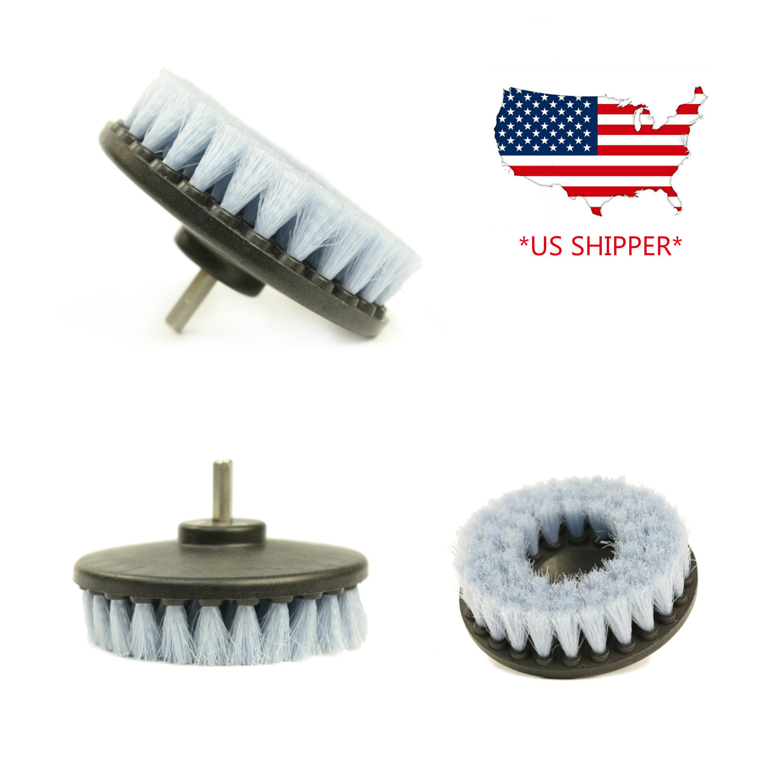 3 Pcs Carpet Mat 5″ Round Brush w/Power Drill Attachment (Soft, Medium, Heavy)
