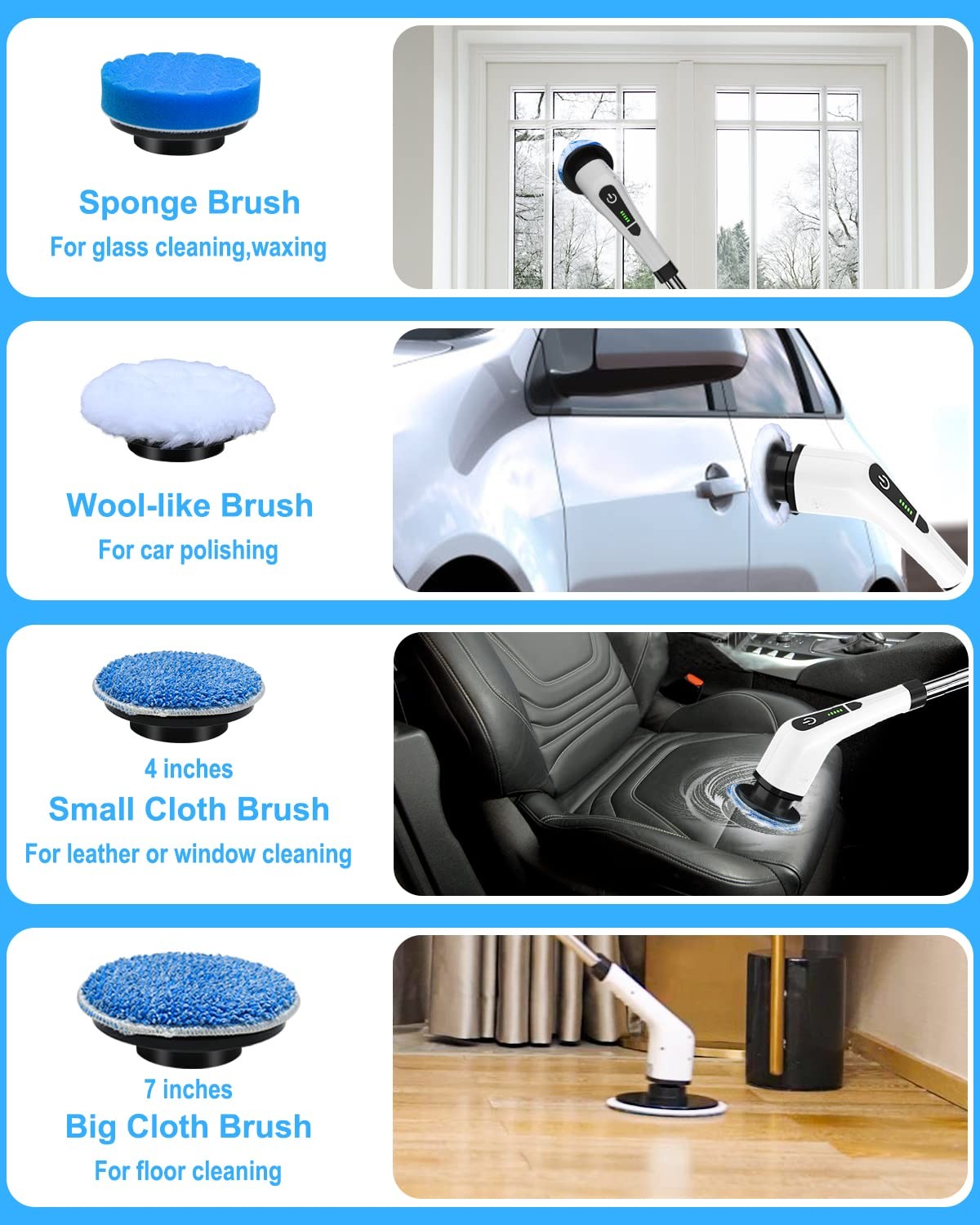 Electric Spin Scrubber, Cordless Cleaning Brush with 8 Replaceable Brush Head…