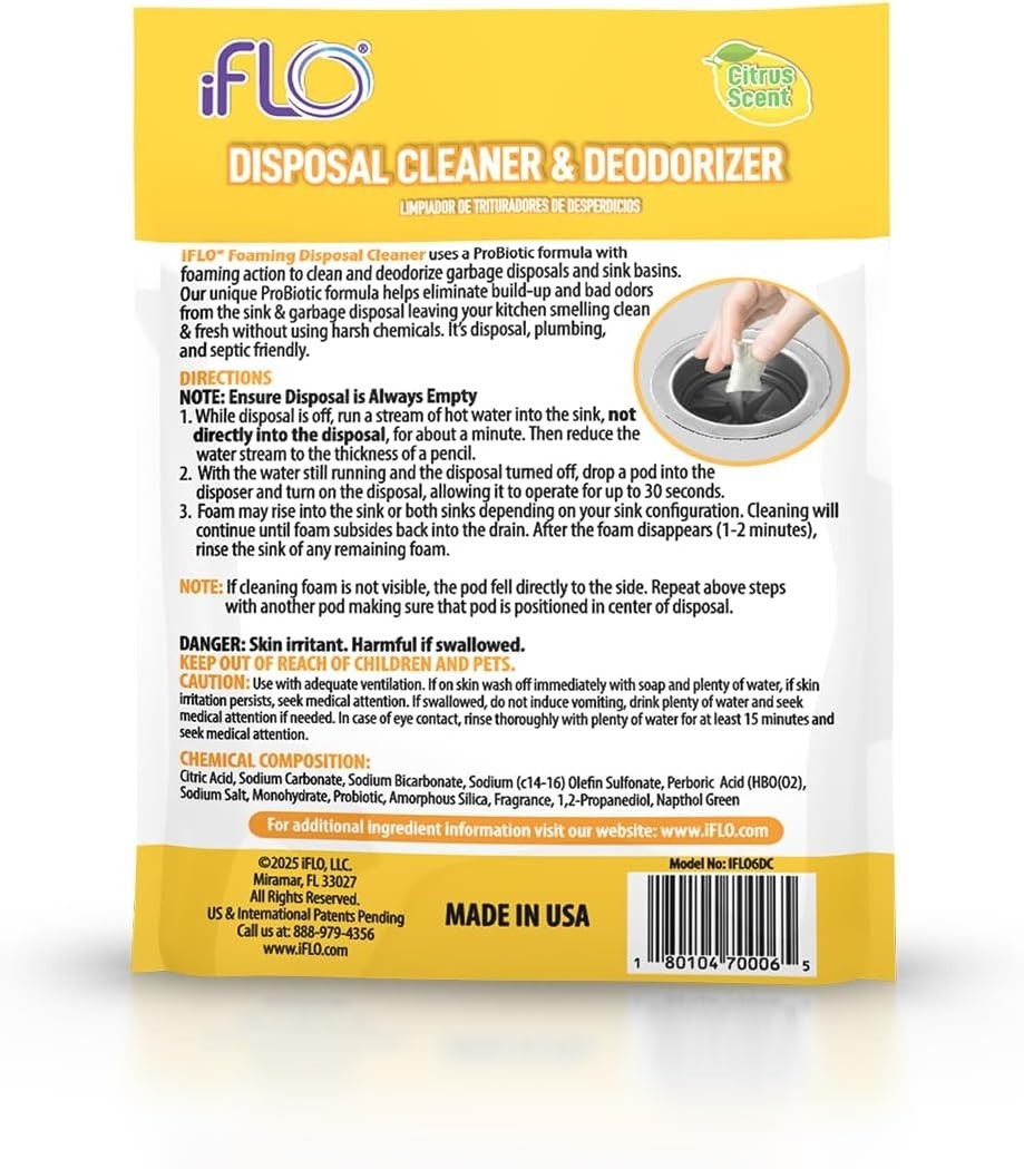Foaming Garbage Disposal Cleaner Pods – 6 Pack Citrus Freshness & Odor Removal