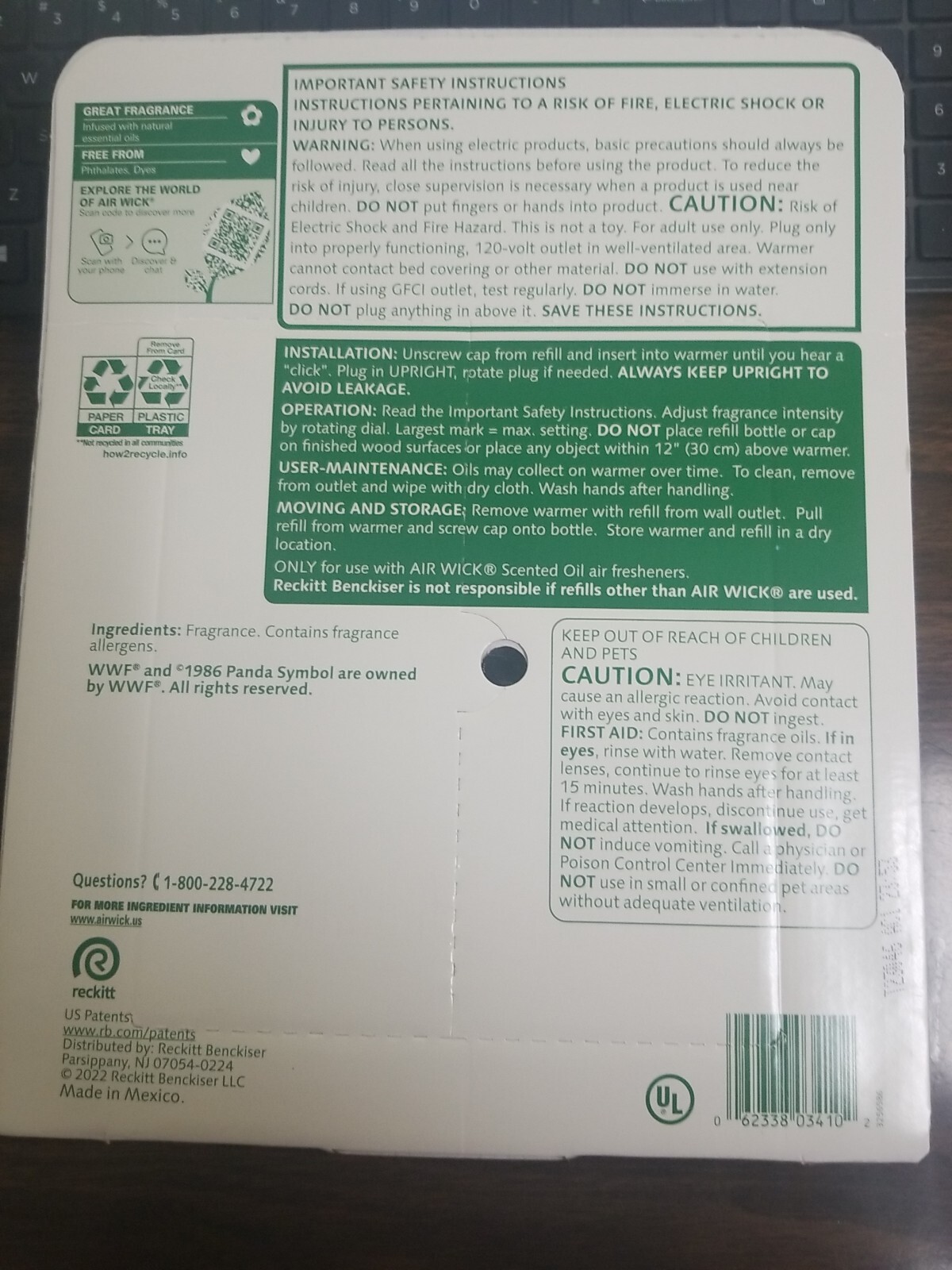 AIRWICK HONEYSUCKLE SCENTED PLUG-IN, UP TO 60 DAYS(7-0.67 oz REFILLS & 2 WARMER)