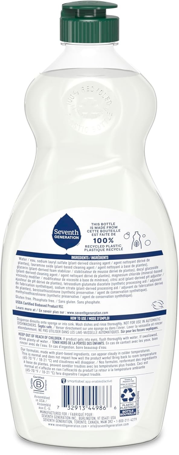 Seventh Generation Dish Liquid Soap Free & Clear liquid soap Pack of 6 Dishwa…