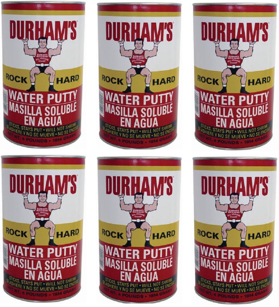 (6) DURHAM’S # 169 4 lb ROCK HARD WATER PUTTY Fixes Cracks Holes & Plaster