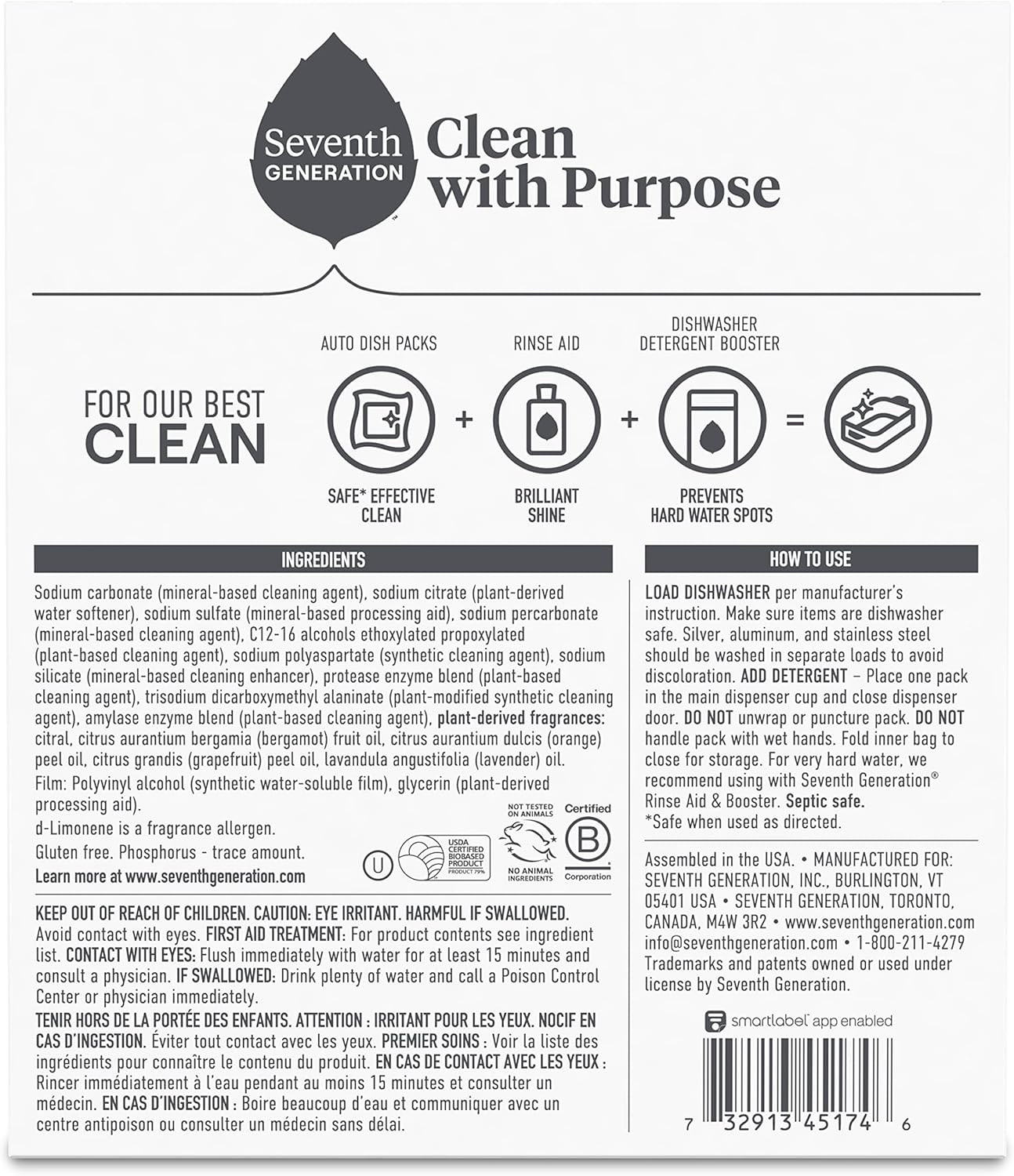 Seventh Generation Power plus Dishwasher Detergent Packs Fresh Citrus Scent