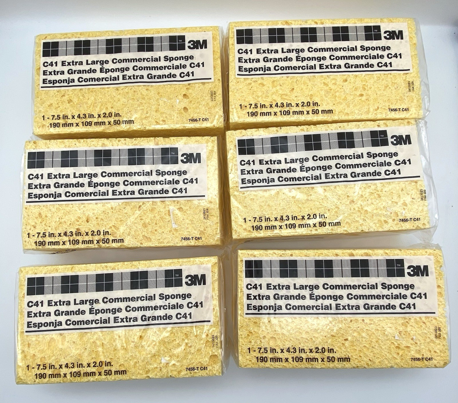 3M C41 Extra Large Commercial Sponges 7.5 x 4.3 x 2.0 inch (Pack of 6)