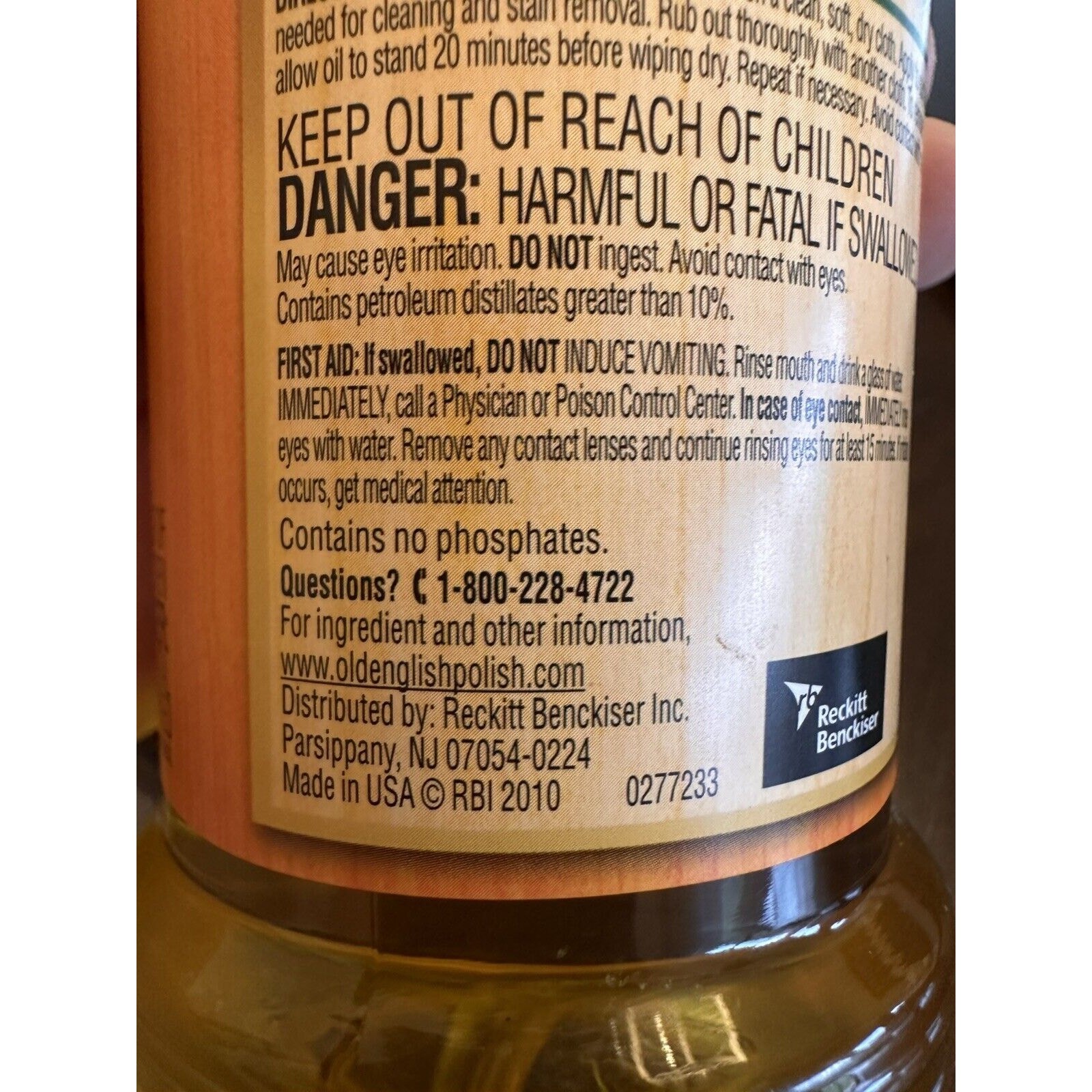 NOS Old English Lemon Oil 16 oz. Conditions Protects Wood Lemon Scent USA 2010