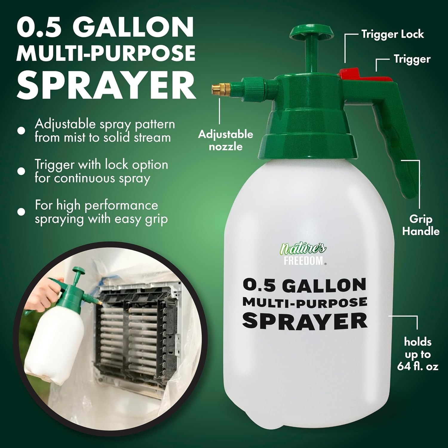 Nature’s Freedom Indoor AC Coil Cleaner with Pump Sprayer – 1 Gallon