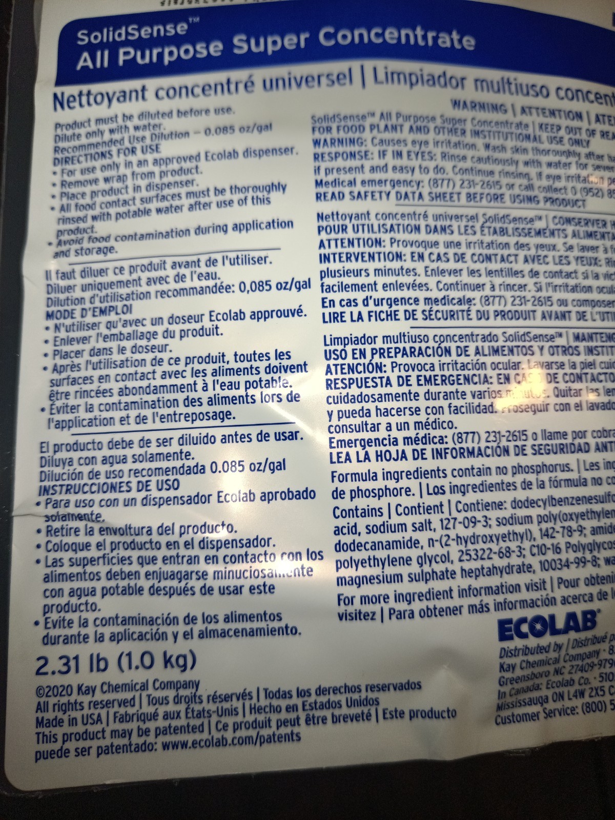 KAY Solid Sense All Purpose Super Concentrate 2.31Lb 5389-20