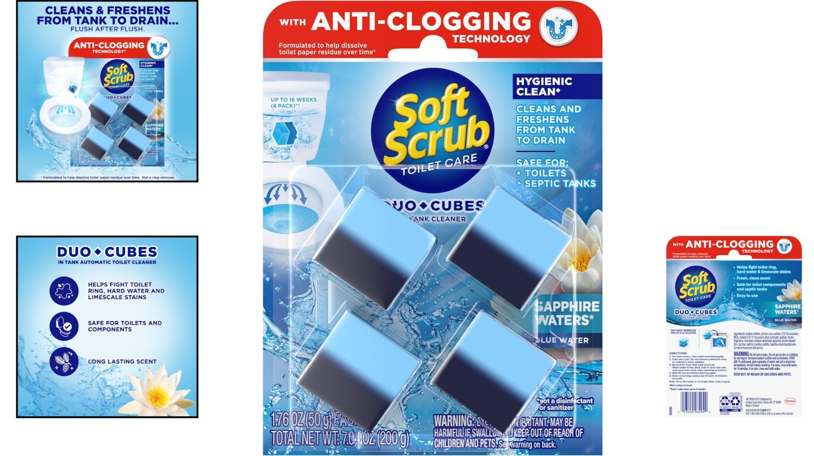 4-Count In-Tank Toilet Cleaner Duo-Cubes – Sapphire Waters Clean & Fresh Formula