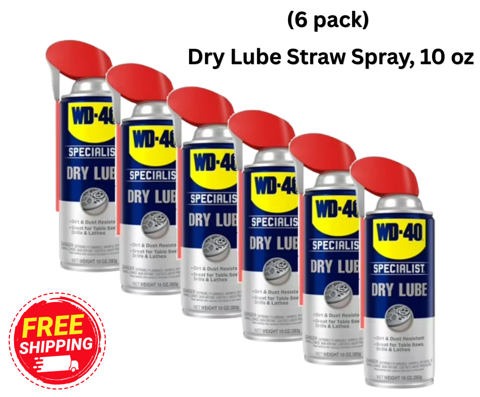 WD-40 Specialist Dry Lube Long-Lasting Lubricant Smart Straw Spray 10 oz x6 Pack
