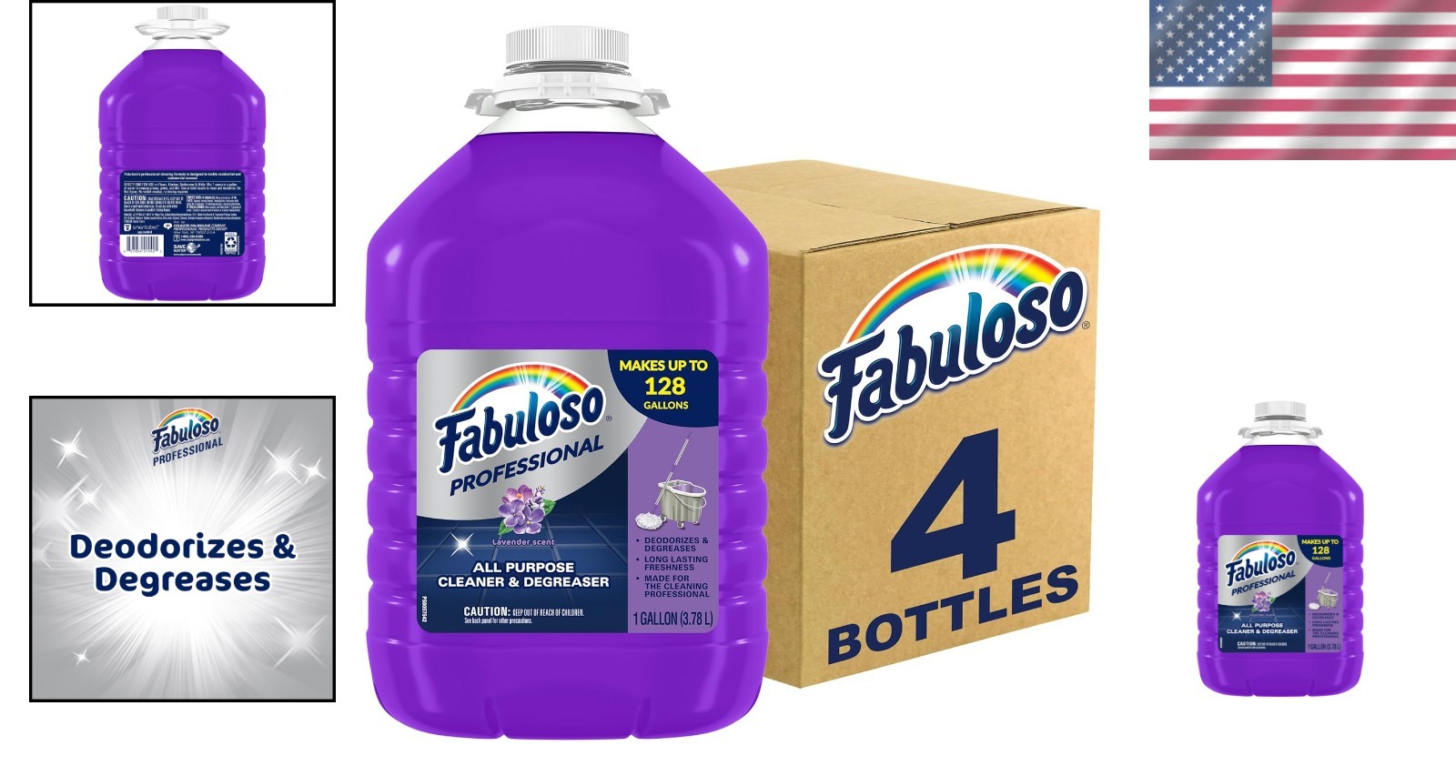Lavender Scented Professional Cleaner – 128 Gallons Ready to Use, 4 Bottles