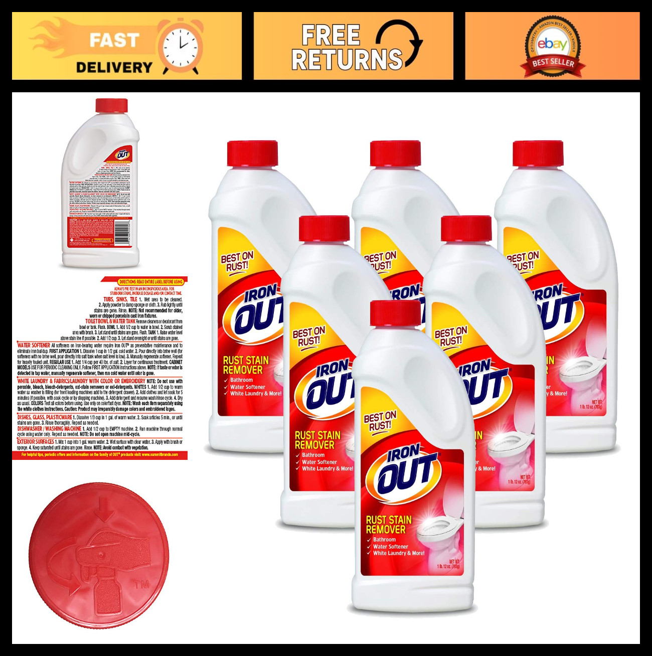 Rust Stain Remover Powder – 6 Pack, 1 lb 12 oz – Eliminate Rust in Bathrooms, Ki