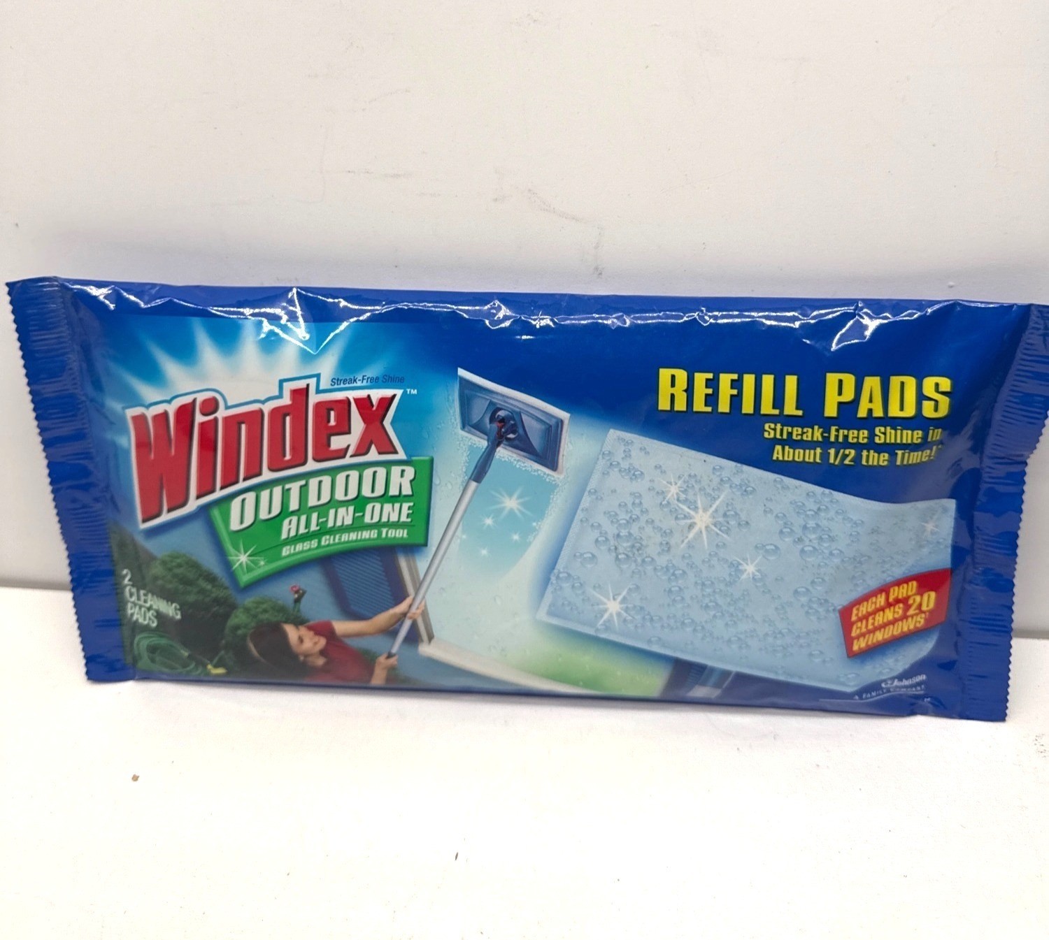 Windex Outdoor Glass Cleaning Refill Pads Streak-Free Shine 2 Count New