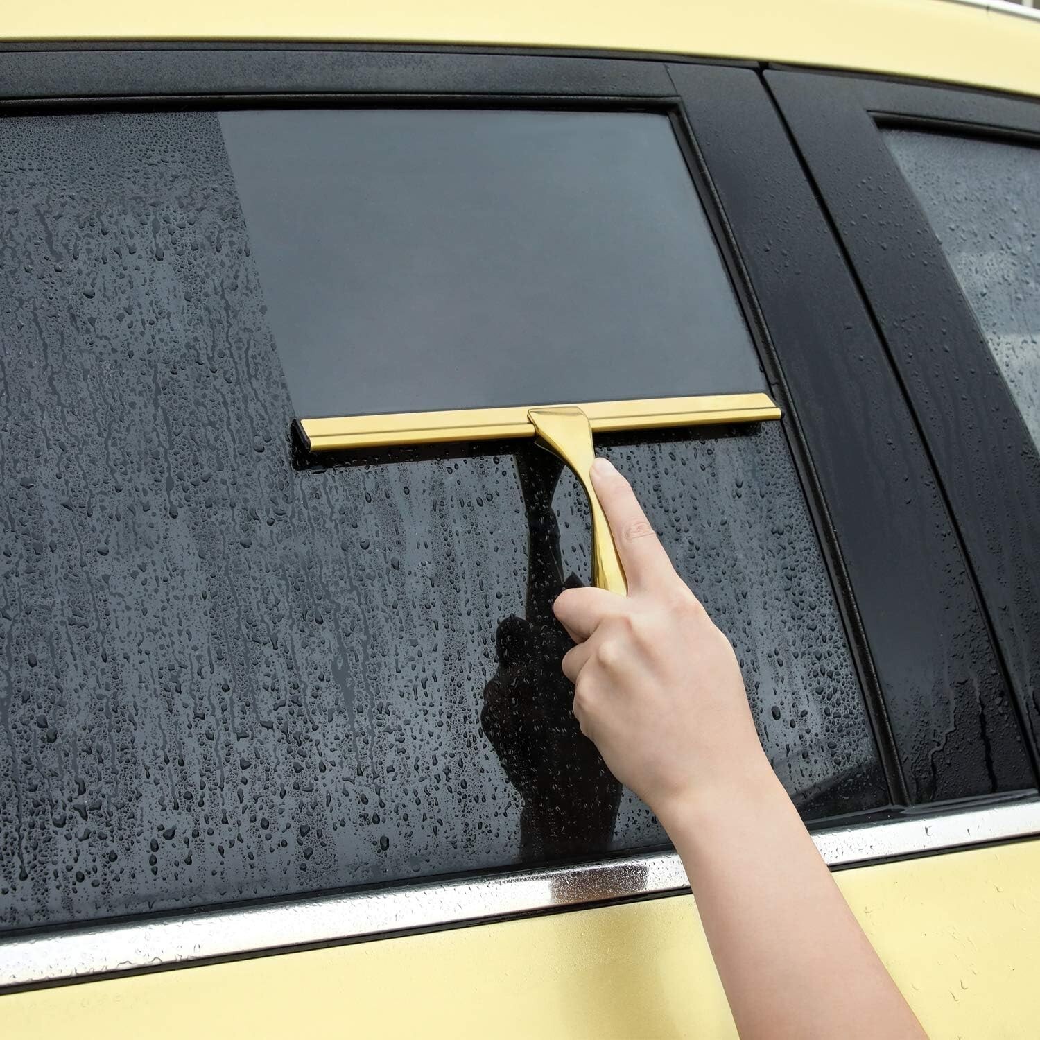All-Purpose Shower Squeegee Brass Stainless Steel 10-inch for Glass Windows