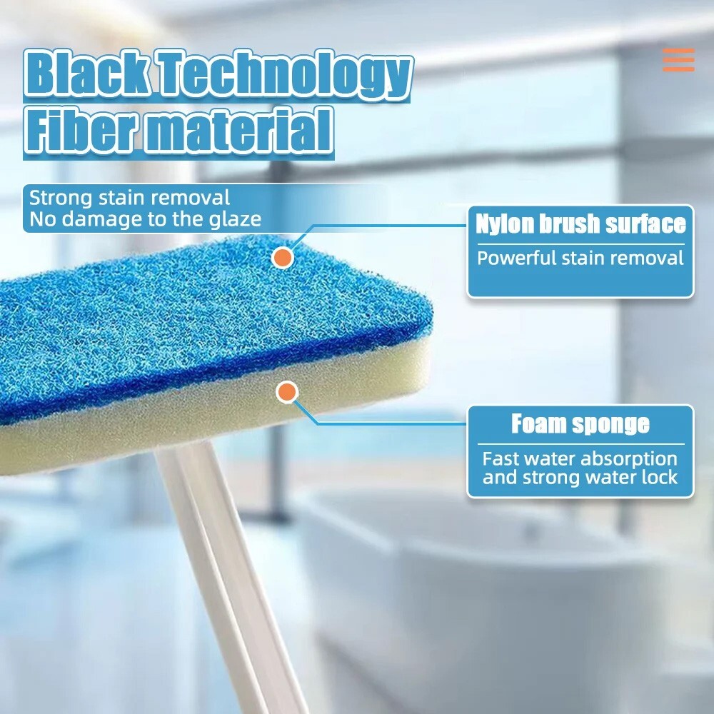 3pc Bathroom Long Handle Brush Wall Floor Scrub Bath Shower Tile Cleaning Tool