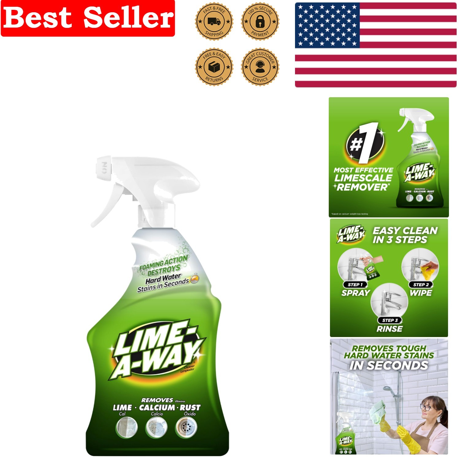 Lemon-Scented Bathroom Cleaner 32 fl oz – Effortless Tackle of Hard Water Stains