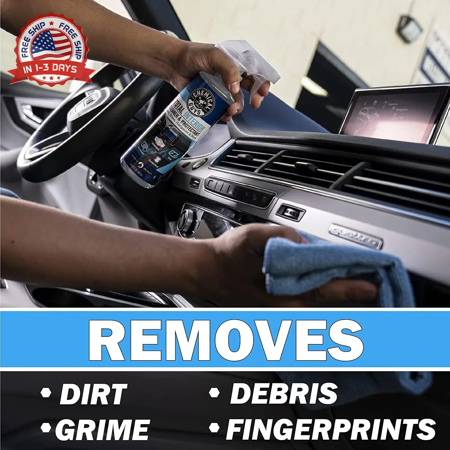 Chemical Guys Car Cleaning Kit Interior 9-Piece – Total Interior Cleaner, Sticky
