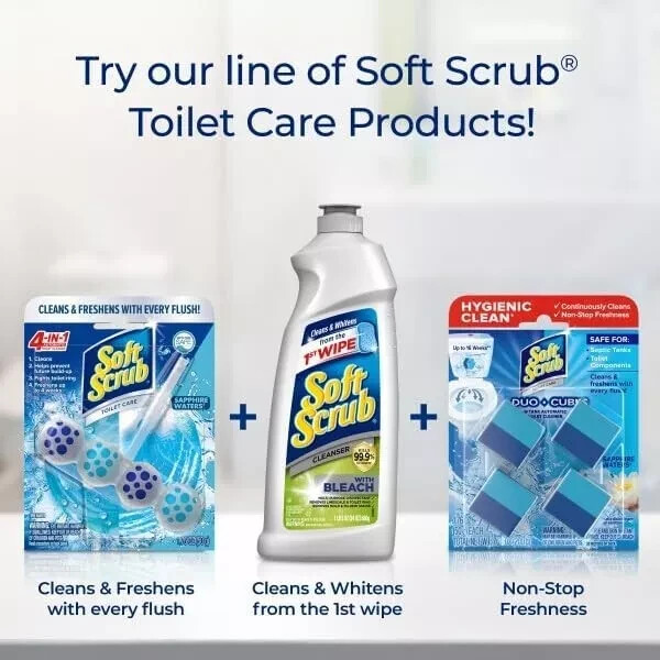 Soft Scrub 4-In-1 Rim Hanger Toilet Bowl Cleaner, Sapphire Waters, 6 Count