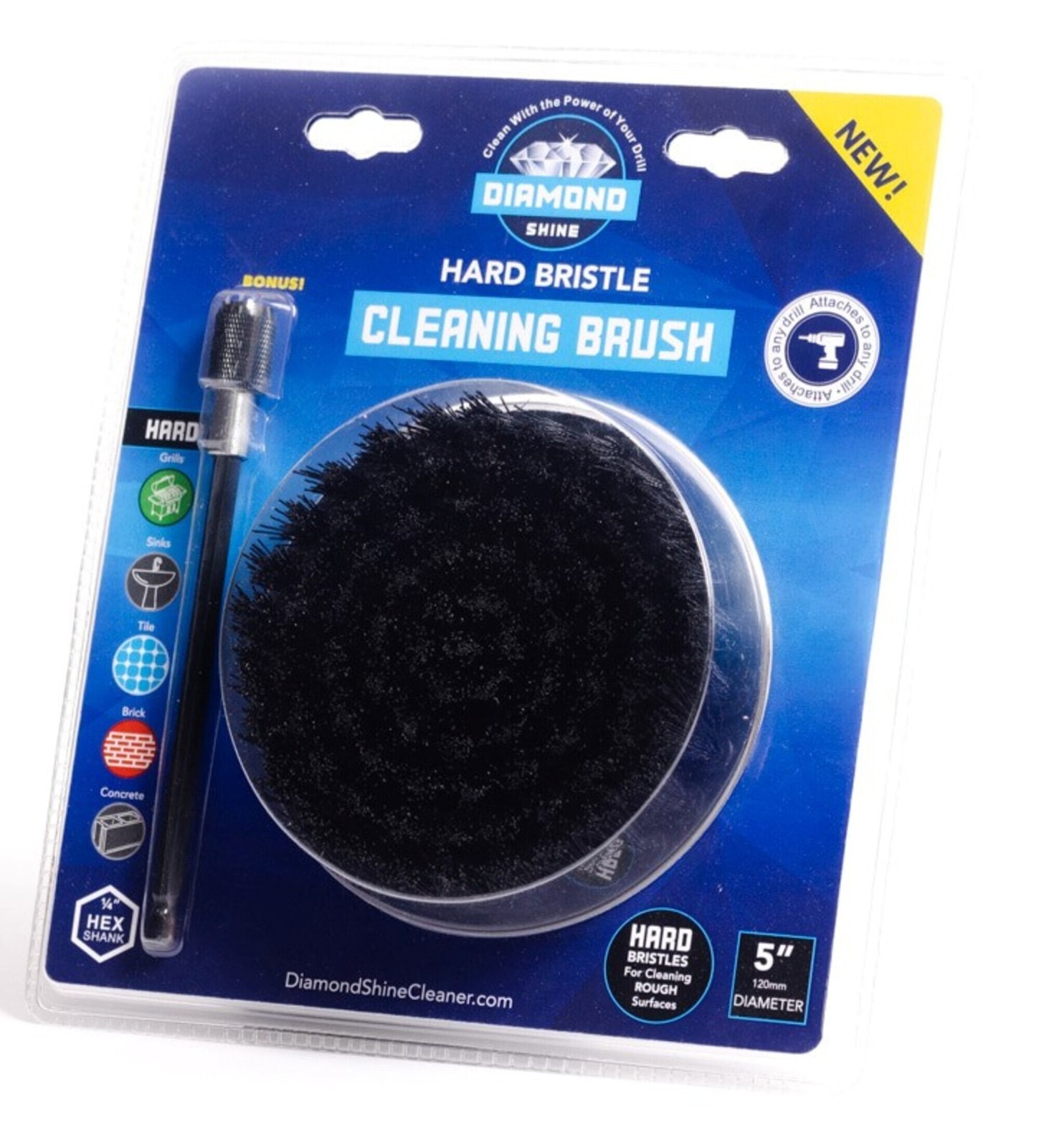 Diamond Shine 5 Inch Coarse Drill Brush for Scrubbing and Cleaning – Power Scrub